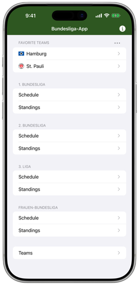 Bundesliga-App iPhone Screenshot
